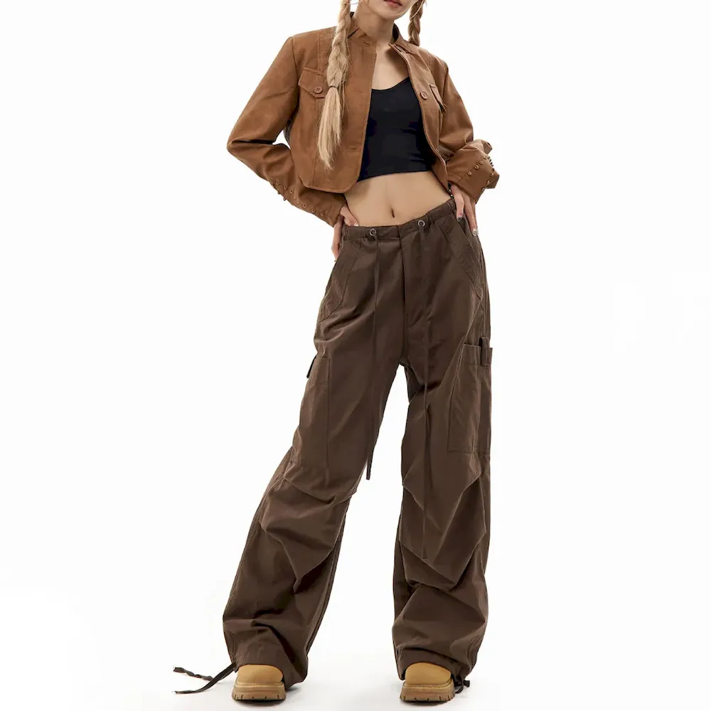 T103ACAA20_29020.webp Women Fashion Casual Multi-Pocket Drawstring Cargo Pants - Image 1