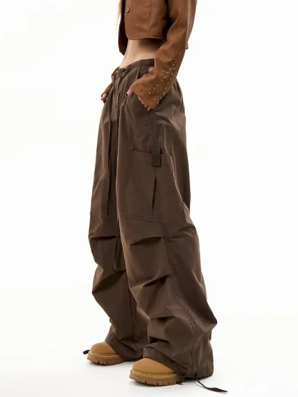 Women Fashion Casual Multi-Pocket Drawstring Cargo Pants - Image 3