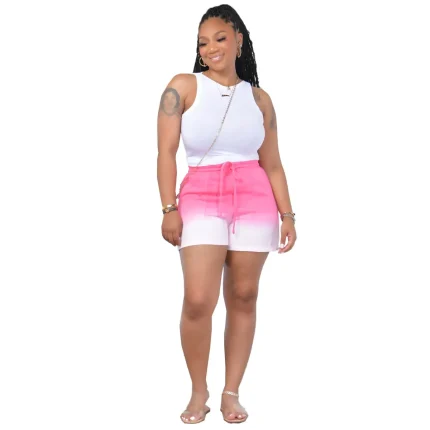 Summer Women Fashion Gradient Drawstring Shorts - Image 3