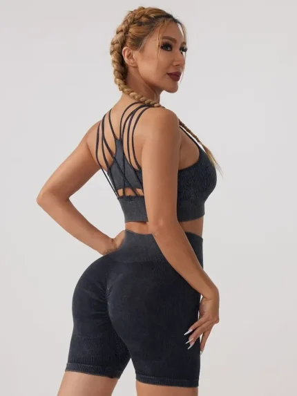 Women Yoga Fashion Blank Sports Two-Piece Set - Image 5