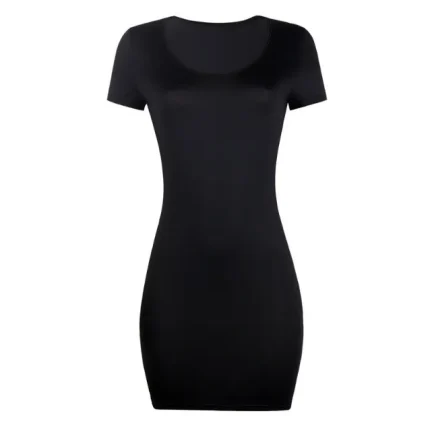 Women Fashion Solid Color Seamless Short-Sleeve Dress - Image 3