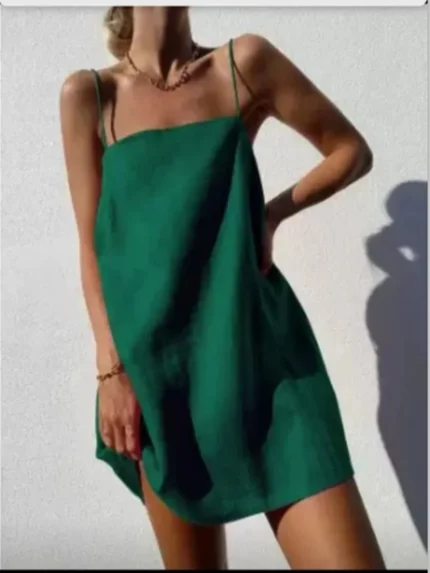 Women Casual Comfortable Cotton And Linen Dress - Image 8